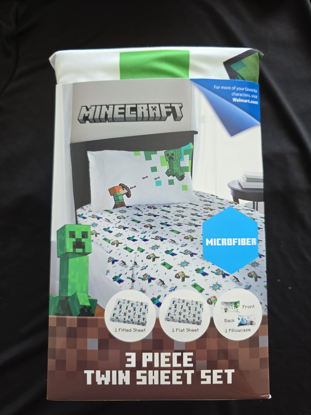 Minecraft 3-Piece Twin Microfiber Sheet Set – Official Bedding