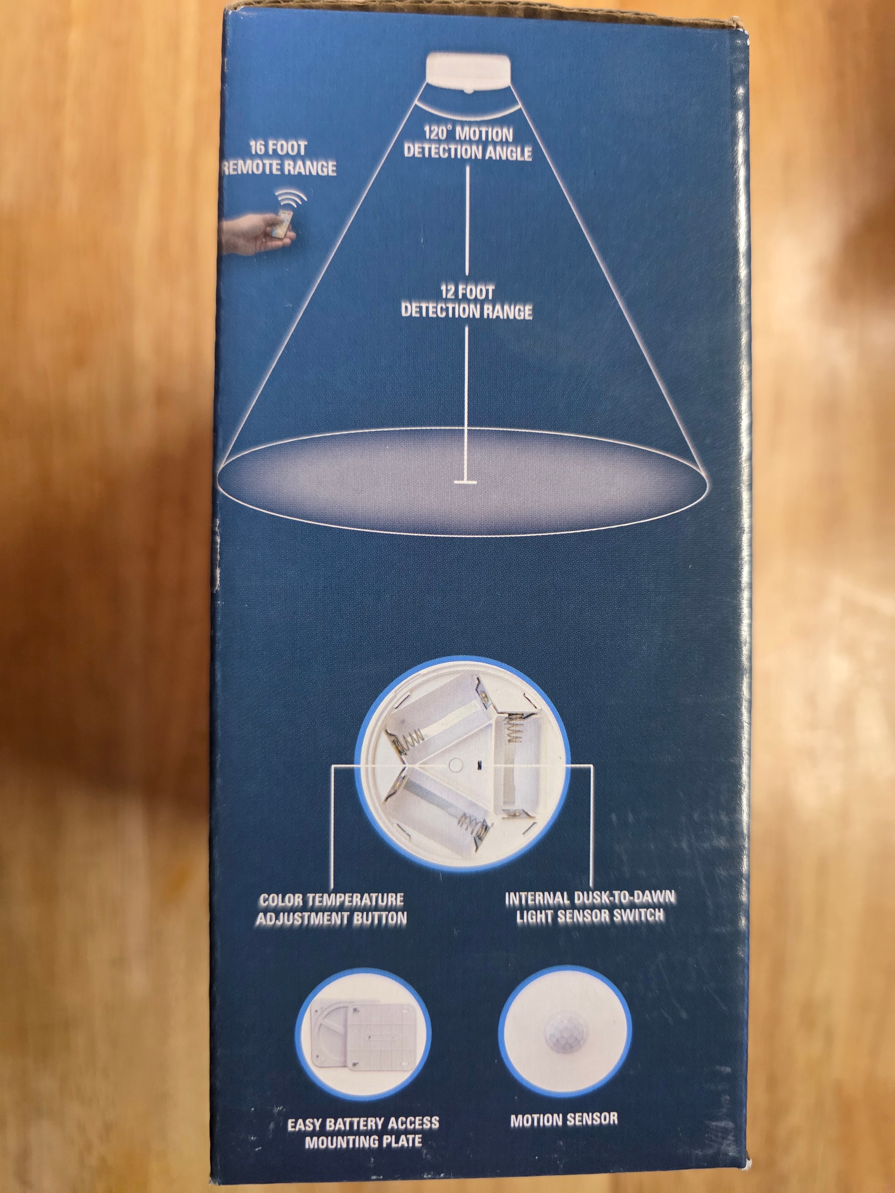 Battery Operated Motion Sensor LED Ceiling Light with Remote Control – 400 Lumens, Adjustable White Light