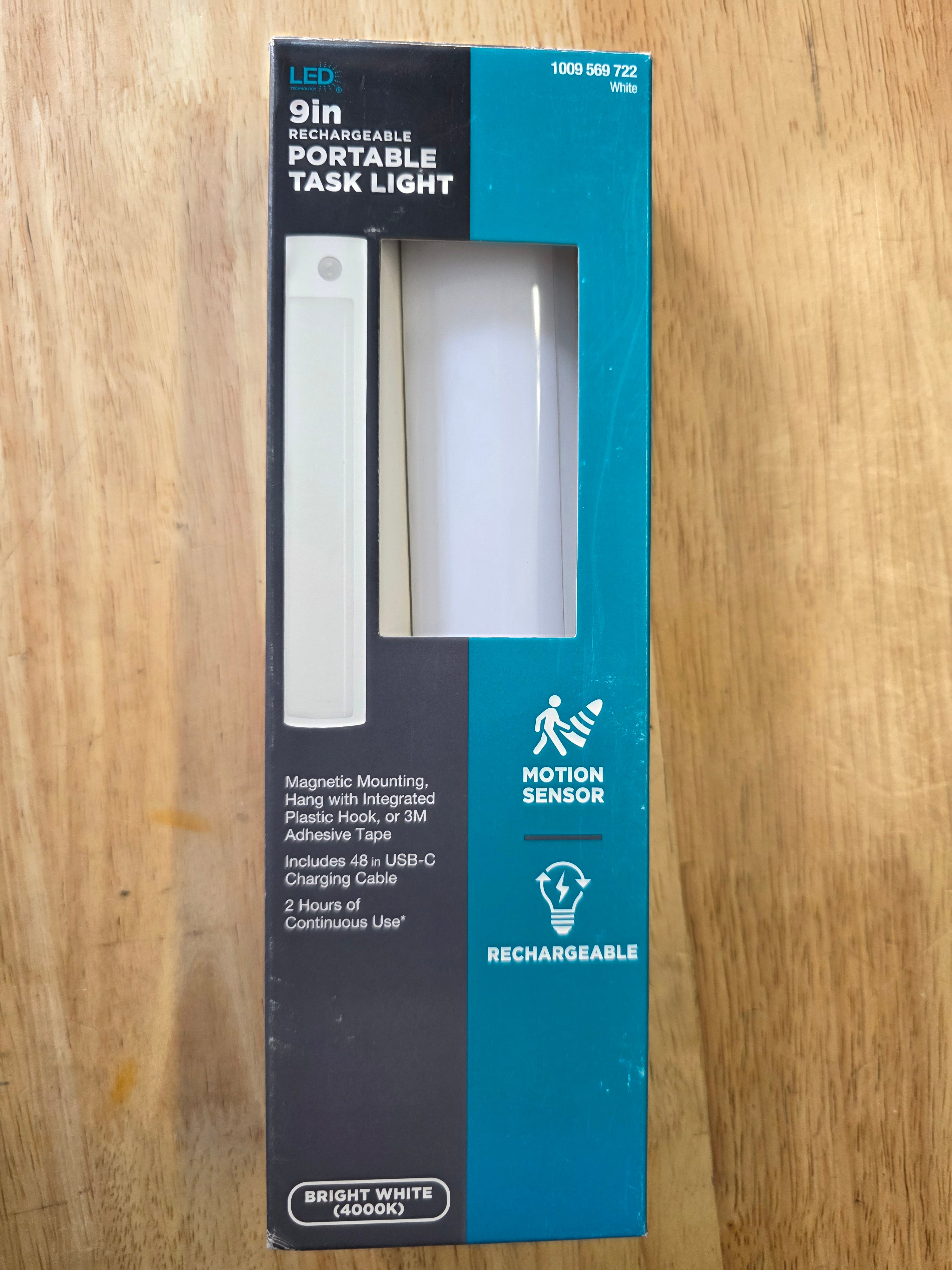9 in. Rechargeable Portable LED Task Light with Motion Sensor – USB-C