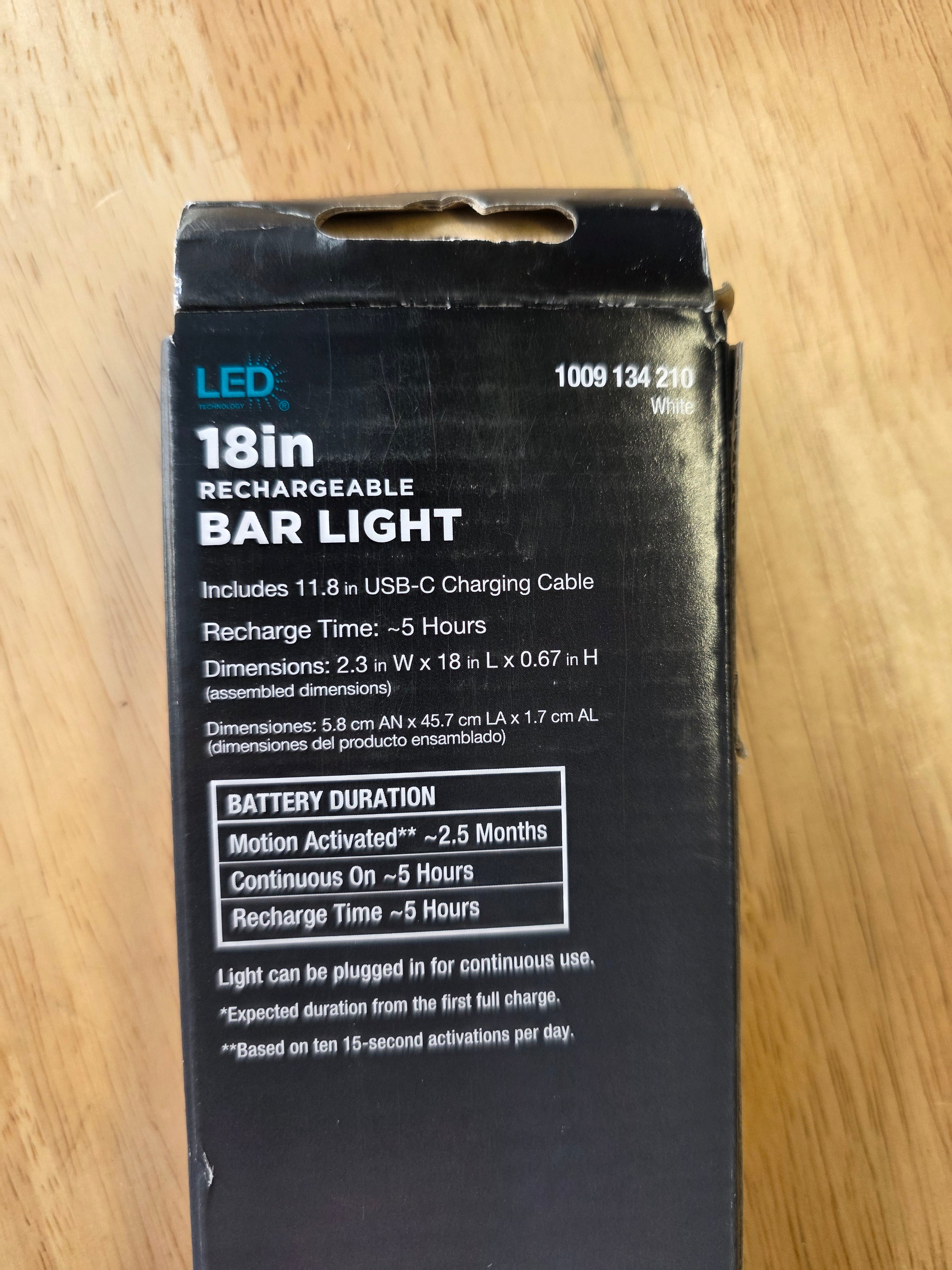 18 in. Rechargeable Dimmable LED Bar Light with Motion Sensor & Adjustable Color Temperature