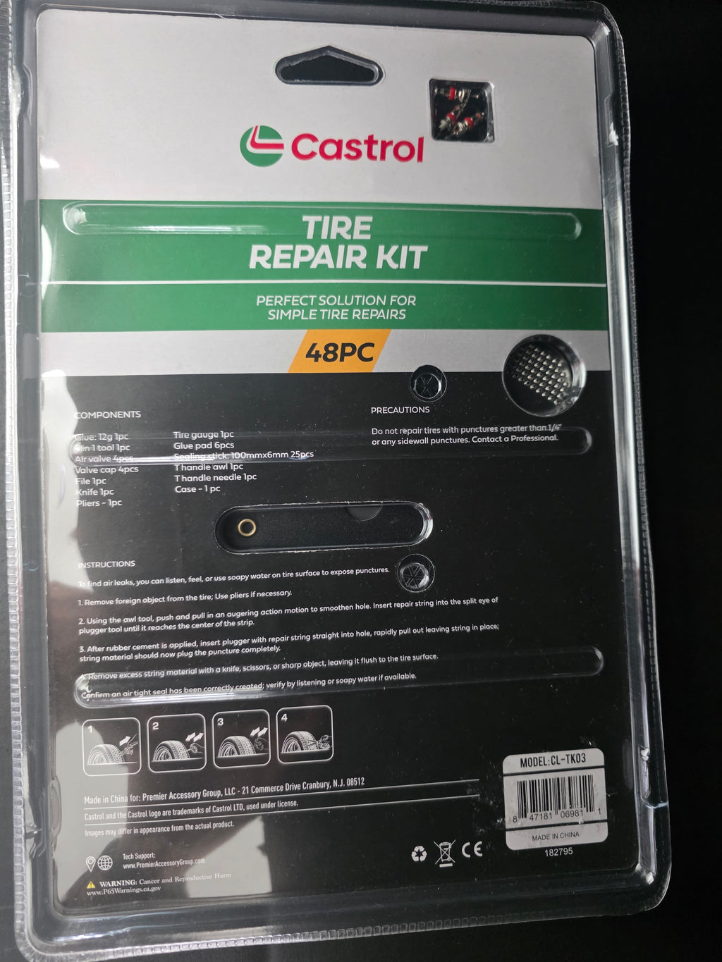 Castrol 48-Piece Tire Repair Kit – Emergency Flat Tire Repair Tool Set