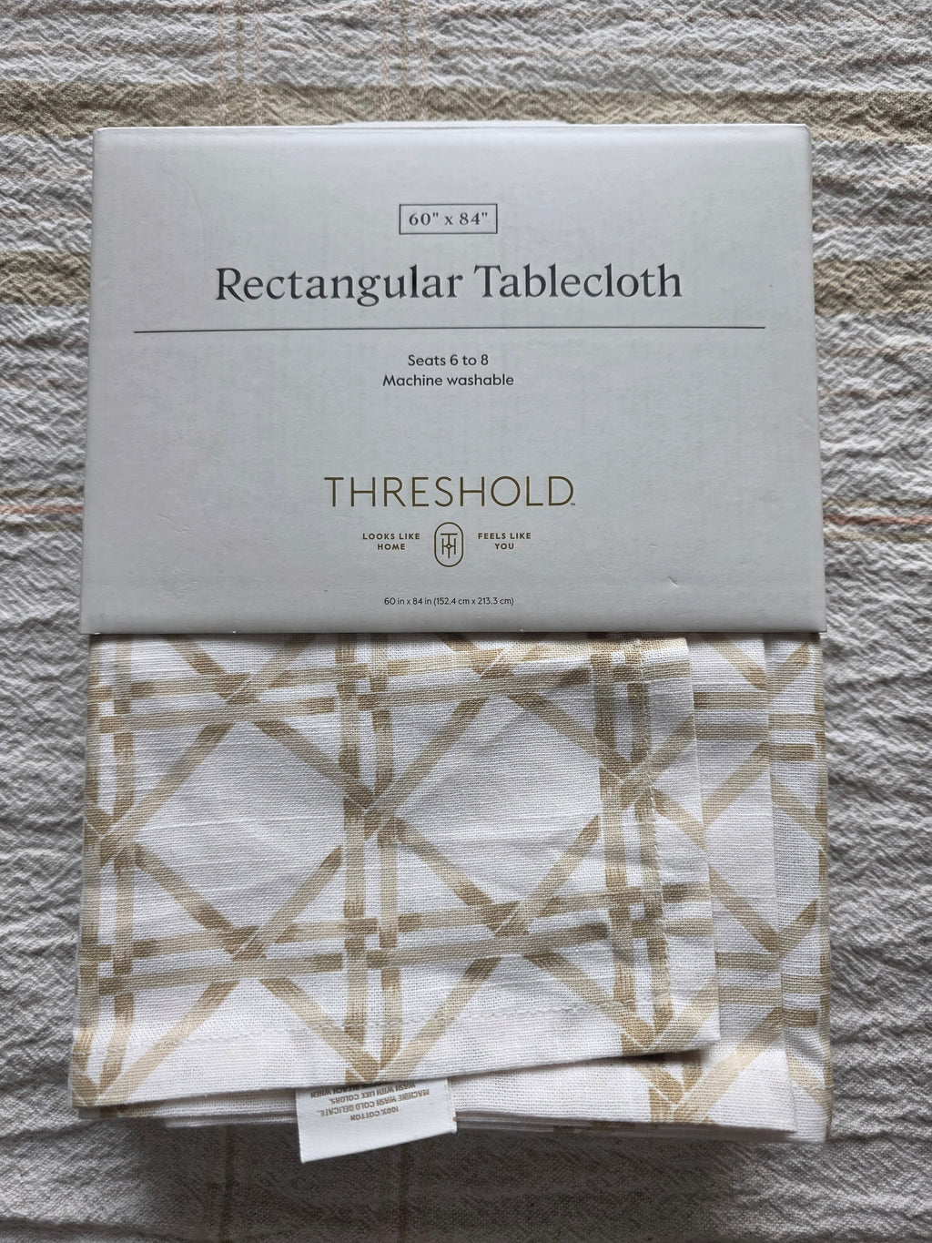 Threshold Rectangular Tablecloth 60" x 84" Cotton Table Cover