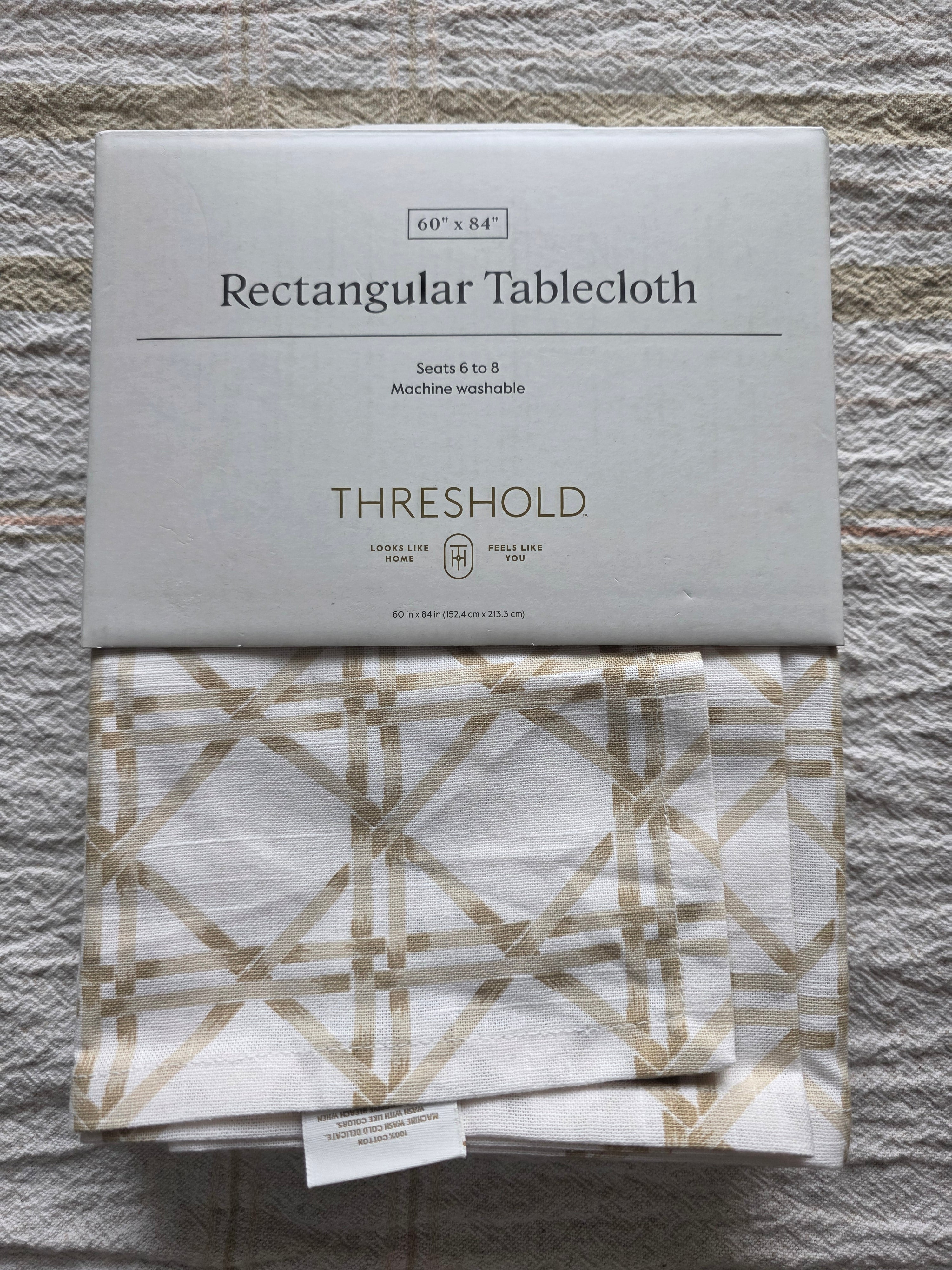 Threshold Rectangular Tablecloth 60" x 84" Cotton Table Cover