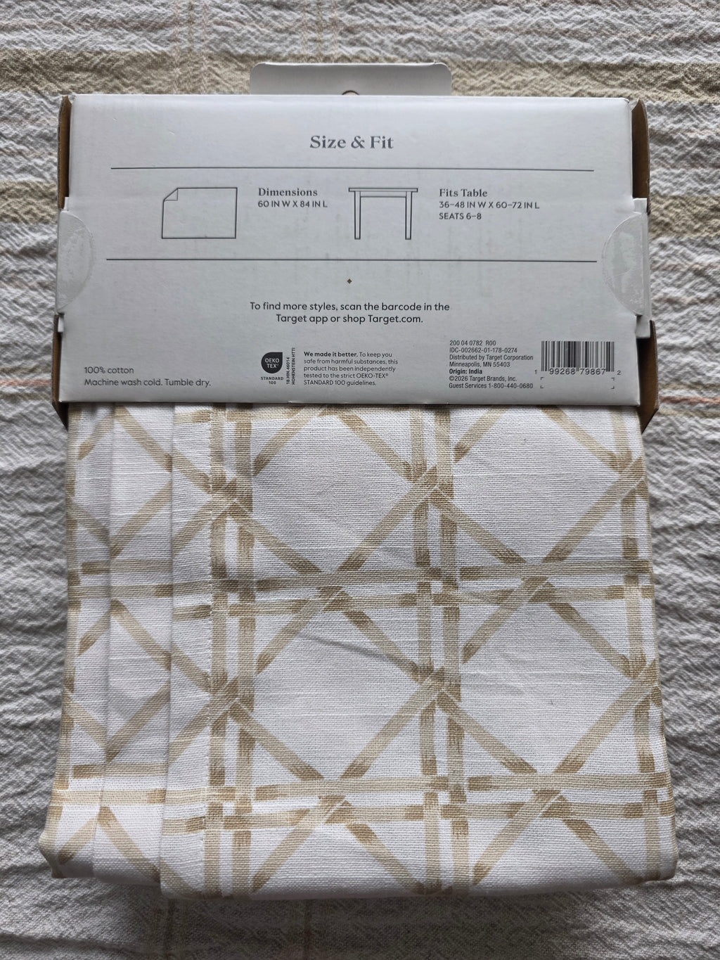 Threshold Rectangular Tablecloth 60" x 84" Cotton Table Cover