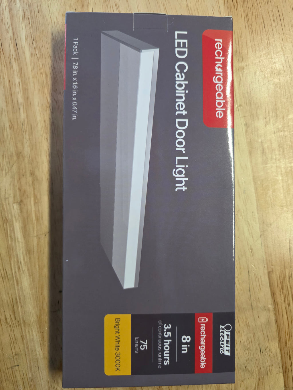 Feit Electric Rechargeable 8 in. LED Cabinet Door Light – Bright White 3000K