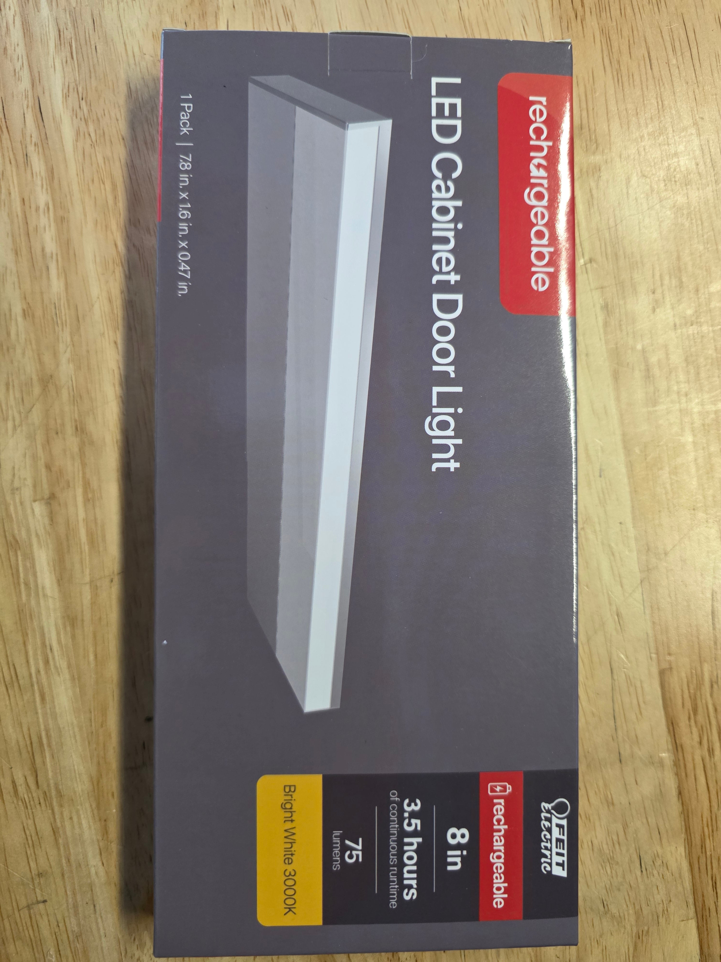 Feit Electric Rechargeable 8 in. LED Cabinet Door Light – Bright White 3000K